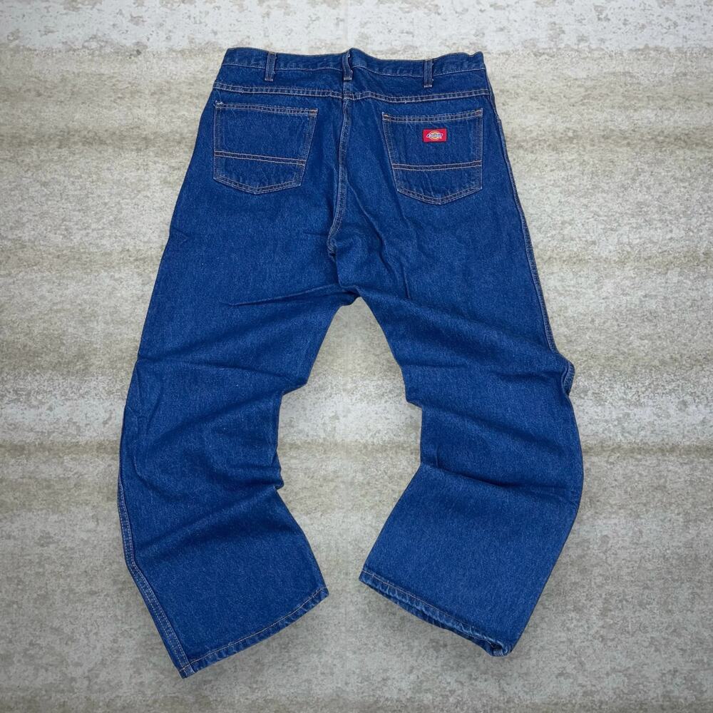 Vintage Y2K Dickies Jeans 38x30 Baggy Wide Leg Fit Dark Wash Denim Red Label